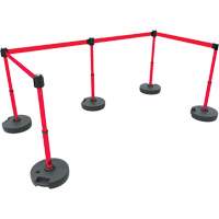 PLUS Barrier Post Set X5, Plastic, 42" H, Red Tape, 15' Tape Length Planification Entrepots Molloy