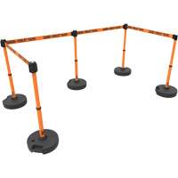 PLUS Barrier Post Set X5, Plastic, 42" H, Orange Tape, 15' Tape Length Planification Entrepots Molloy
