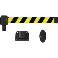 PLUS Wall Mount Barrier System, Plastic, Screw Mount, 15', Black and Yellow Tape Planification Entrepots Molloy