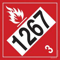 1267 Petroleum Crude Oil Flammable Liquid TDG Placard, Adhesive Vinyl Planification Entrepots Molloy