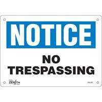Enseigne No Trespassing, 7" x 10", Aluminium, Anglais Planification Entrepots Molloy