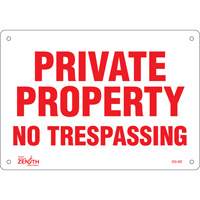 "Private Property" Sign, 7" x 10", Plastic, English Planification Entrepots Molloy