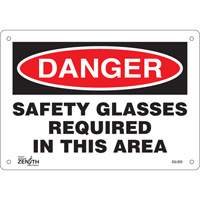 Enseigne Safety Glasses Required, 7" x 10", Aluminium, Anglais Planification Entrepots Molloy