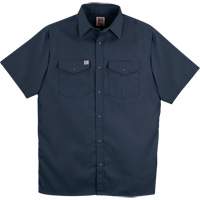 Twill Short-Sleeved Work Shirt with Snap, Men's, Medium (Tall), Navy Blue Planification Entrepots Molloy