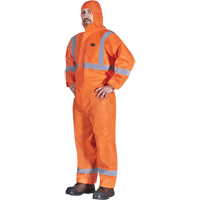 2077 Hooded Coveralls with Reflective Tape, Small, Orange, SMS Planification Entrepots Molloy