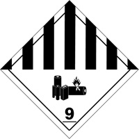 Étiquettes de manutention de matières dangereuses du département des Transports, 4" lo x 4" la, Noir sur blanc SGQ530 | Planification Entrepots Molloy
