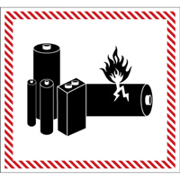 Hazardous Material Handling Labels, 4-1/2" L x 5-1/2" W, Black on Red SGQ532 | Planification Entrepots Molloy