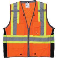 Surveyor Safety Vest, High Visibility Orange, Large, Polyester Planification Entrepots Molloy