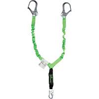 Miller&reg; StretchStop&reg; Shock-Absorbing Lanyard, 6', Scaffold Hook Center, Locking Snap Hook Leg Ends, Polyester Planification Entrepots Molloy