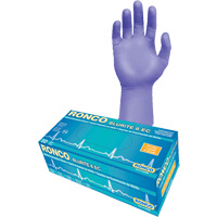Gants d'examen &agrave; manchette allong&eacute;e Blurite 6 EC, Petit, Nitrile, 6 mils, Sans poudre, Mauve, Classe 2 Planification Entrepots Molloy