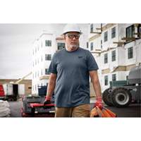 Hybrid Work Tee Shirt, Men's, Small, Blue Planification Entrepots Molloy
