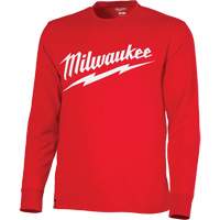 Heavy-Duty Long-Sleeved T-Shirt with Milwaukee&reg; Logo, Men's, Small, Red Planification Entrepots Molloy