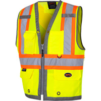 6673 Veste d'arpenteur au dos en maille avec fermeture &agrave; glissi&egrave;re, Jaune lime haute visibilit&eacute;, Petit, Polyester Planification Entrepots Molloy