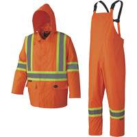 5608 Combinaison de pluie imperm&eacute;able 210D, Polyester/PVC, Petit, Orange haute visibilit&eacute; Planification Entrepots Molloy
