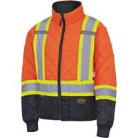 5015 Quilted Freezer Jacket, Polyester, Black/High Visibility Orange, X-Small Planification Entrepots Molloy
