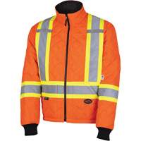 5015A Quilted Freezer Jacket, Polyester, High Visibility Orange, X-Small Planification Entrepots Molloy
