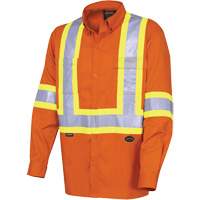 4441 Chemise de s&eacute;curit&eacute; &agrave; manches longues ultra respirante, Coton, Petit, Orange haute visibilit&eacute; Planification Entrepots Molloy