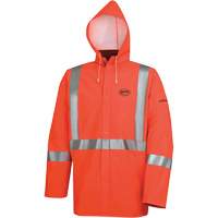 576J High-Visibility FR Rain Jacket, Small, High Visibility Orange Planification Entrepots Molloy