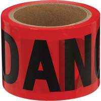 Danger Tape, Bilingual, 3" W x 200' L, 1.5 mils, Black on Red SHE797 | Planification Entrepots Molloy