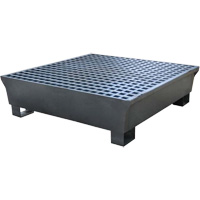 Ultra-Spill Pallet en acier, 4 barils, Capacit&eacute; de d&eacute;versement 68 gal. US, 49,1" x 47,1" x 10,9" Planification Entrepots Molloy