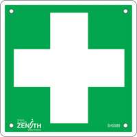 First Aid Sign, 6" x 6", Aluminum, Pictogram Planification Entrepots Molloy