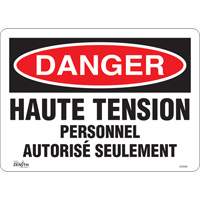 Enseigne  Haute tension , 10" x 14", Vinyle, Français Planification Entrepots Molloy