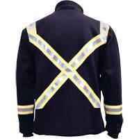 Flame Resistant Striped Full Zip Fleece Jacket, Small, Navy Blue Planification Entrepots Molloy