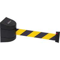 Wall Mount Barrier with Tape Cassette, Plastic, Magnetic Mount, 15', Black and Yellow Tape SHH170 | Planification Entrepots Molloy