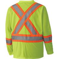 6985 Chandail de s&eacute;curit&eacute; &agrave; manches longues pour circulation en micromaille, Petit, Jaune lime haute visibilit&eacute; Planification Entrepots Molloy