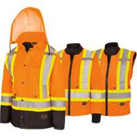 5020BBW Women's  7-in-1 Waterproof Jacket with Hood, Polyester/Polyurethane, High Visibility Orange, X-Small Planification Entrepots Molloy