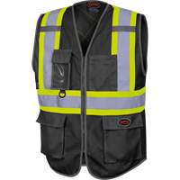 6959BK Veste de s&eacute;curit&eacute; haute visibilit&eacute; en tricot chaîne avec fermeture &agrave; glissi&egrave;re, Noir, T-petit, Polyester Planification Entrepots Molloy