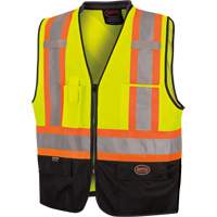 6895 Veste de s&eacute;curit&eacute; haute visibilit&eacute; bicolore avec fermeture &agrave; glissi&egrave;re sur tout le devant, Noir/Jaune lime haute visibilit&eacute;, 2T-Grand/3T-Grand, Polyester Planification Entrepots Molloy