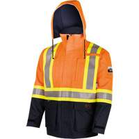 4484 Manteau de s&eacute;curit&eacute; Defender antistatique/ignifuge/anti-arc &eacute;lectrique en trilamin&eacute;, Petit, Noir/Orange haute visibilit&eacute;, 11 cal/cm² Planification Entrepots Molloy