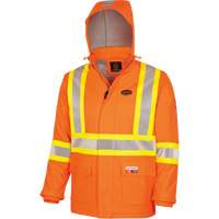 5884 Manteau imperm&eacute;able ignifuge et r&eacute;sistant aux arcs &eacute;lectriques avec capuchon Flash-Gard, Petit, Orange haute visibilit&eacute;, 51 cal/cm² Planification Entrepots Molloy