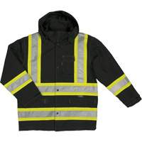 Ripstop Safety Rain Jacket, Polyester, X-Small, Black Planification Entrepots Molloy