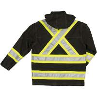 Ripstop Safety Rain Jacket, Polyester, X-Small, Black Planification Entrepots Molloy