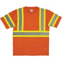 Short Sleeve Safety T-Shirt, Cotton, X-Small, High Visibility Orange Planification Entrepots Molloy