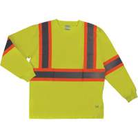 Long Sleeve Safety T-Shirt, Cotton, X-Small, High Visibility Lime-Yellow Planification Entrepots Molloy