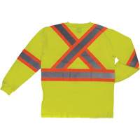 Long Sleeve Safety T-Shirt, Cotton, X-Small, High Visibility Lime-Yellow Planification Entrepots Molloy