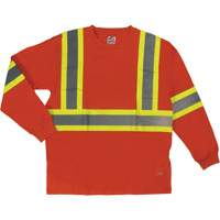Long Sleeve Safety T-Shirt, Cotton, X-Small, High Visibility Orange Planification Entrepots Molloy