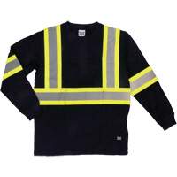 T-shirt de sécurité à manches longues, Coton, T-petit, Noir SHJ005 | Planification Entrepots Molloy