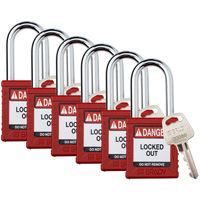 Velocity Lockout Padlocks, Red, Keyed Different, Nylon, 1-1/2" Width Planification Entrepots Molloy