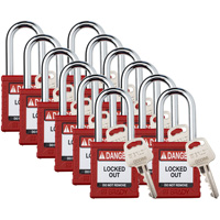 Velocity Lockout Padlocks, Red, Keyed Different, Nylon, 1-1/2" Width Planification Entrepots Molloy