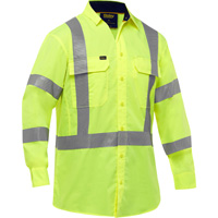 Bisley&reg; X-Back Long Sleeve Work Shirt with X-Airflow, Poly-Cotton, Small, High Visibility Lime-Yellow Planification Entrepots Molloy