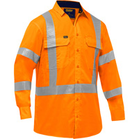 Bisley&reg; X-Back Long Sleeve Work Shirt with X-Airflow, Poly-Cotton, Small, High Visibility Orange Planification Entrepots Molloy