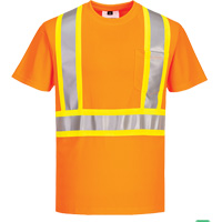 T-shirt de s&eacute;curit&eacute; &agrave; bandes contrastantes, Polyester, Petit, Orange haute visibilit&eacute; Planification Entrepots Molloy