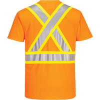 T-shirt de s&eacute;curit&eacute; &agrave; bandes contrastantes, Polyester, Petit, Orange haute visibilit&eacute; Planification Entrepots Molloy