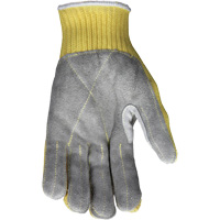 Gants de travail r&eacute;sistant &agrave; la coupe CutPro avec paume en cuir fendu, Taille Petit, Calibre 7, Enveloppe en Kevlar, ASTM ANSI niveau A3 Planification Entrepots Molloy