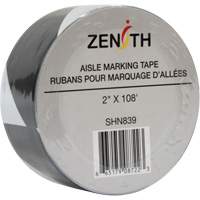 Aisle Marking Tape, 2" x 108', PVC, Black and White Planification Entrepots Molloy