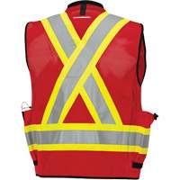 6678 High-Visibility Antimicrobial Mesh-Back Surveyor Vest, Red, Small, Polyester Planification Entrepots Molloy
